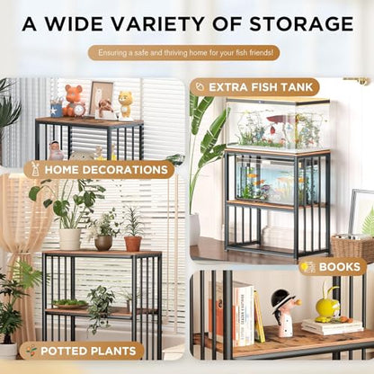 20-29 Gallon Fish Tank Stand, Adjustable 2-Tier Metal Aquarium Stand with Shelf for Fish Tank Accessories Storage,Turtle Reptile Terrariums Stand Rack for Home Office,Tank not included