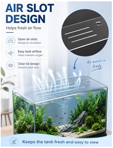 Clear Aquarium Lid with Feeding Hole, 0.12 inches Transparent Fish Tank Cover with Air Slots, Anti Jump Cover for DIY Top Tanks, for Daily Fish Care(111x20cm) - size: 111x20cm