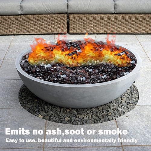 NICOLEKAY10-Pound Fire Glass Beads - 1/2 inch High Luster Fire Glass Drops for Fireplace Fire Pit | Gas Log Sets | Landscaping | Fish Tank (10 Pounds Amber) - color: Amber
