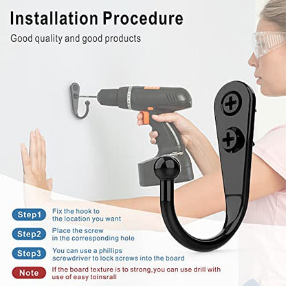 15-Pack Black Wall Mount Hooks for Hanging Coats & Towels - color: 15PCS Black Hooks