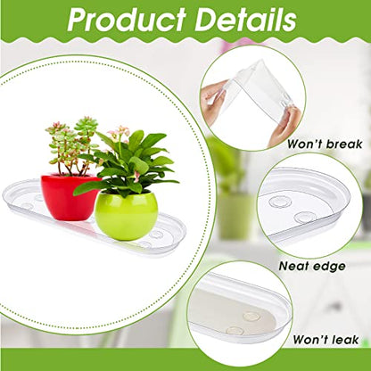 10 Pcs 14 x 4.6 Inch Plant Tray Plastic Plant Saucer Window Sill Tray Rectangular Drip Trays Plastic Oval for Indoors Flower Pots for Window Sills and Shelf - size: 14 x 4.6 Inch