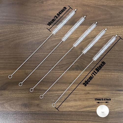 5 Pcs Straw Cleaner Brush, 11.8 Inch Reusable Extra Long Straw Cleaner,12 mm Wide Drinking Straw Cleaning Brush for Cup, Water Bottle, Tubes, Pipe