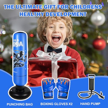 Onirii 66 Inch Kids Inflatable Punching Bag - color: Ninja Blue