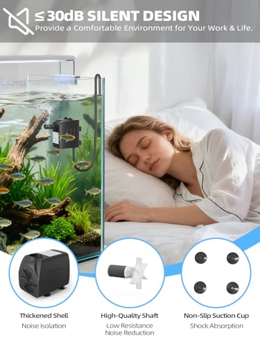 400GPH Submersible Water Pump(1500L/H, 25W), Ultra Quiet Water Fountain Pump with 6.56ft High Lift & 6.5ft Hose, 3 Nozzles for Pond Waterfall, Fish Tank, Aquarium, Hydroponics