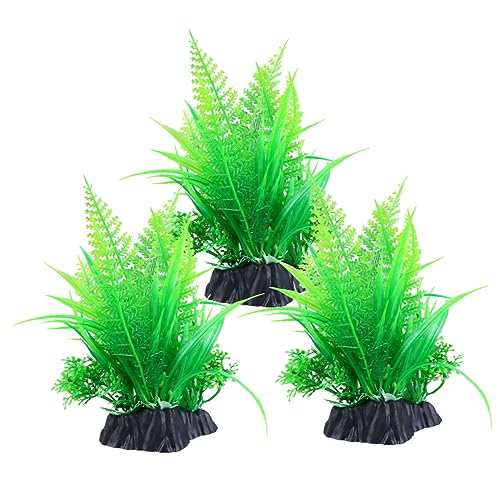Toddmomy 3pcs Artificial Water Grass Aquatic Plant Ornament Base for Fish Tank Aquarium Decoration Lifelike Plastic Aquatic Landscape for Freshwater and Tanks