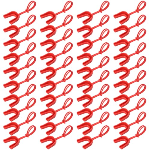 Seematn 40 Pcs Strapped Mouth Guard Bulk Football Mouthguard with Strap Youth Boxing Sports Mouthpieces Adult Mouthguard for Basketball Lacrosse Hockey Wrestling (Red) - color: Red