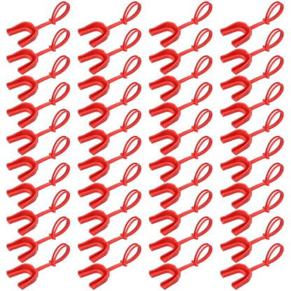Seematn 40 Pcs Strapped Mouth Guard Bulk Football Mouthguard with Strap Youth Boxing Sports Mouthpieces Adult Mouthguard for Basketball Lacrosse Hockey Wrestling (Red) - color: Red