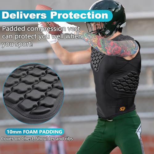 TUOY Adult Rib Chest Protector, New Version - Padded 5 Pads Baseball Football Lacrosse Rib Heart Sternum Guard - color: RY-Black, size: Medium