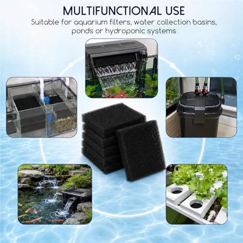 6 Pack Fish Tank Filter Sponge, 6.3x3.9x0.79in Inch Aquarium Filter Sponge Aquariums Filters Media for Fish Tank Sump Canister Filters for Freshwater and Saltwater Aquariums
