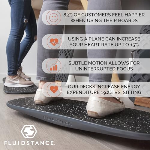 Adult Balance Board for Standing Desk - Anti Fatigue USA Made 360 Degree Rocker Wobble Board as Exercise Equipment to Increase Focus & Movement - Sustainable Anti-Slip Plane Standing Board - color: Storm
