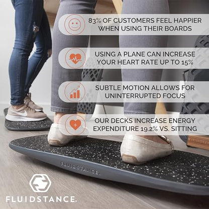 Adult Balance Board for Standing Desk - Anti Fatigue USA Made 360 Degree Rocker Wobble Board as Exercise Equipment to Increase Focus & Movement - Sustainable Anti-Slip Plane Standing Board - color: Storm