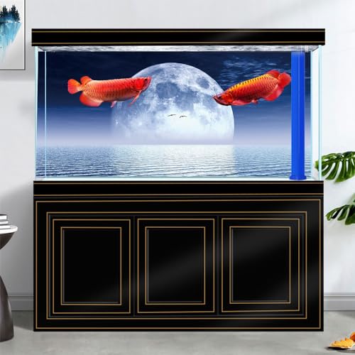 Moon Aquarium Background,Cool Sea Galaxy Parallel Space Themed Fish Tank Background, Cool Terrarium Background 36X18IN with 8 EVA Double-Sided Tape - color: Star05, size: 36X18in/90X45cm