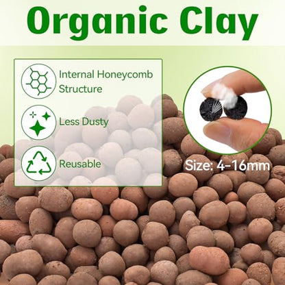 2QT Leca Clay Pebbles for Reptile Substrate - Organic Expanded Clay Balls for Bioactive Terrarium Drainage Layer & False Bottom, Lightweight Hydro Balls for Leopard Gecko, Tortoise, Frog