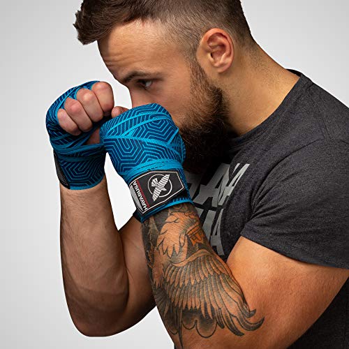 Hayabusa 4.0 Perfect Stretch Boxing Hand Wraps | Boxing Hand Wraps, Boxing Wraps, Muay Thai Hand Wraps, Wrist Wraps Boxing, Hand Wraps for Boxing Gloves, 180 Inch Hand Wraps - color: Blue Geo, size: 180"