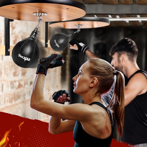 Yes4All 24 inches Adjustable Speed Bag Platform with Upgraded Speed Balls, Wall Mount Punching Bag Boxing Training Full Kit