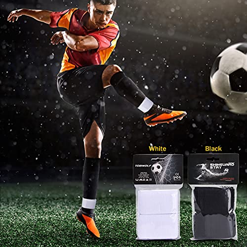 4PCS Soccer Shin Guard Strap, Anti Slip Sports Football Shin Straps | Fixed Legging Bands for Shin Guards, Ankle Guards Support Straps for Soccer, Kicking Ball, Running & Cycling