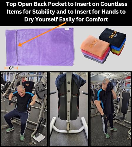 TA-DA Microfiber Towel | Back Pocket Insert on Hands and Fitness Items for Convenience. Sports Fitness Gym Workouts Yoga Pickleball Volleyball Hiking Etc. | 17" Inch X 32" Inch | 6 Pack | Purple - color: Purple
