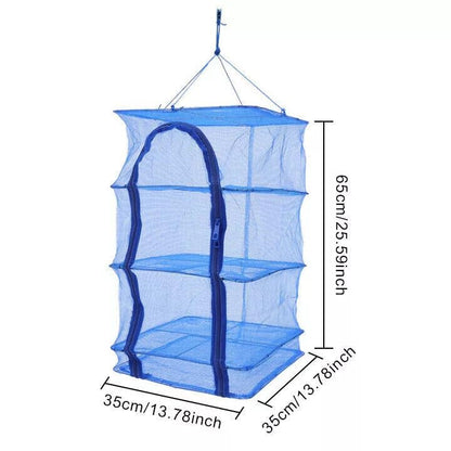 4 Layer Fish Mesh Hanging Drying, Folding Fish Drying Net, Vegetable Fish Dishes Mesh Hanging Drying Net with Zipper Opening for Shrimp Fish Fruit Vegetables Herb