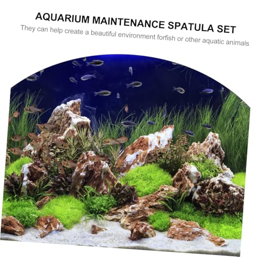 3pcs Colored Titanium Coated Stainless Steel Aquarium Tools Kit Tweezers and Spatula Set for Fish Tank Water Plants Cleaning