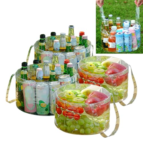 Collapsible Bucket with Handle,Multiuse Portable Wash Basin,Lightweight Foldable Water Storage Container for Camping Fishing Gardening Ice Beverage and Outdoor,4 Piece Set