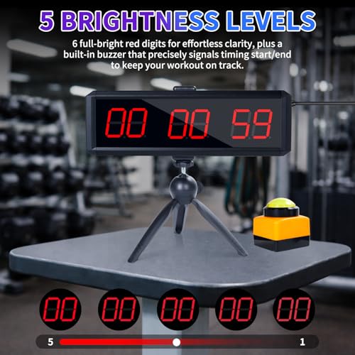 Large Stopwatch with Start/Stop Button、LED Digital Timer with Stand、360° Press Button、Stopwatch for Obstacle Course、Fitness Clock for Home Gym、Interval Timer for Exercise (1.5 red) - color: 1.5 Red