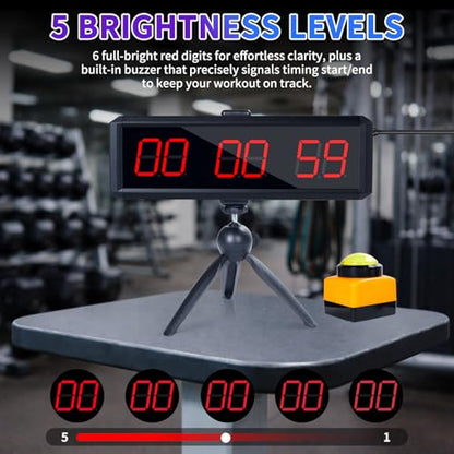 Large Stopwatch with Start/Stop Button、LED Digital Timer with Stand、360° Press Button、Stopwatch for Obstacle Course、Fitness Clock for Home Gym、Interval Timer for Exercise (1.5 red) - color: 1.5 Red