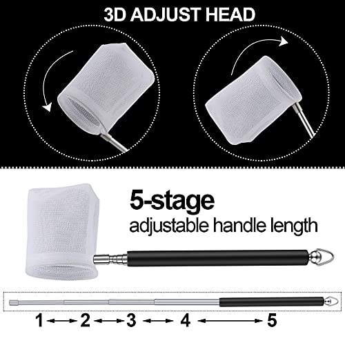 4 Pieces Fish Tank Shrimp Net Extendable Handle Shrimp Net Stainless Steel Small Aquarium Catch Mesh with Adjustable Handle for Aquarium Fish Tank Pond