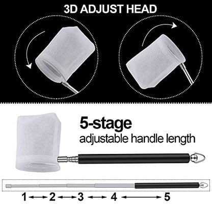 4 Pieces Fish Tank Shrimp Net Extendable Handle Shrimp Net Stainless Steel Small Aquarium Catch Mesh with Adjustable Handle for Aquarium Fish Tank Pond