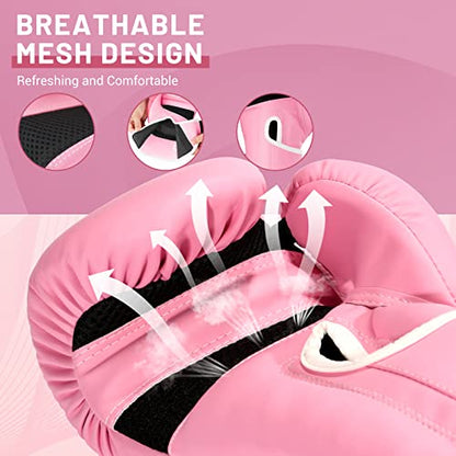 Boxing Gloves for Women - color: New Pink, size: 10oz