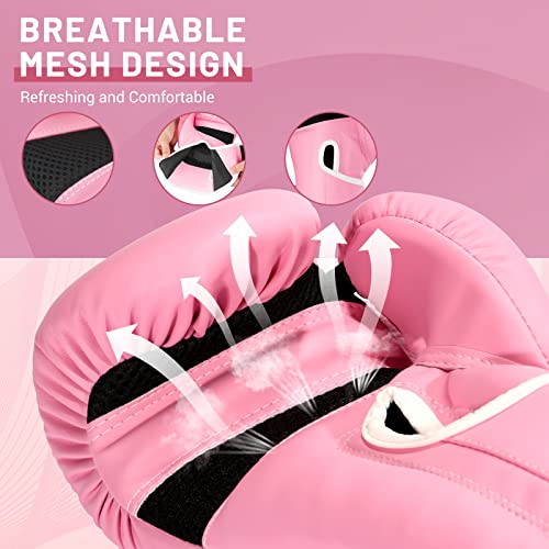 Boxing Gloves for Women - color: New Pink, size: 12oz