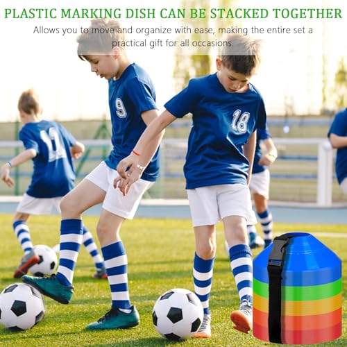 100 Pack Soccer Cones with Carry Strap, Agility Disc Cones, Field Markers