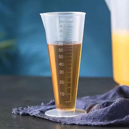 100ml Conical Measuring Cup, 1-Pack Plastic Graduated Beakers with Pouring Spout & 5ml Raised Graduations, Translucent Lab & Kitchen Liquid Measuring Cups for Scientific Experiments, Baking, DIY