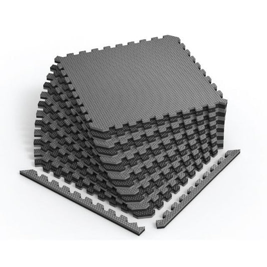 Norsk Reversible 3/4" EVA Foam Gym Floor Tiles, Gray/Black, 32-Pack - color: Gray/Black, size: 32 Tiles - 128 Sq. Ft.