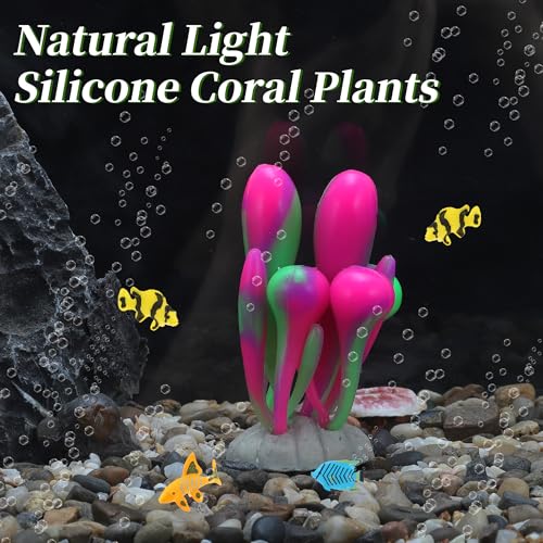 Fluorescent Aquarium Coral, Vibrant Glowing Effect, Fish Tank Decorations, Artificial Accessories, Pink