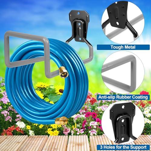 2PCS Water Hose Holder Wall Mount - Metal Hose Hanger Garden Hose Rack Heavy Duty Hose Storage for Outside Water Hose - color: 2pc Gray