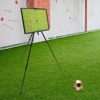 Magnetic Soccer Coaching Football Tactical Board, Portable Tactical Display Board with Triangle Bracket Stand, Player Markers, Backpack, for Instruction of Soccer Training/Match Setup Tactics