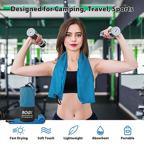 BOGI Microfiber Quick Dry Travel Sports Towel, Blue, 40"x20" - color: Blue, size: M:40''x20''