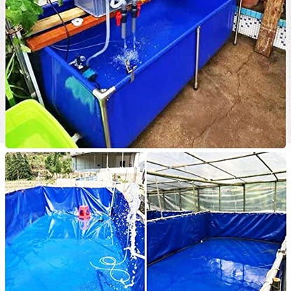 Aquarium Pool with Drain Valve,Aquaculture Water Tank Cistern Steel Frame Multifunction PVC Canvas Temporary Fish Pond，PVC Canvas Fish Tank with Drain Valve Saltwater Aquarium Pool for Koi & - size: 0.6x0.6x1m