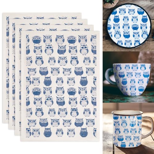 SUPERDANT 5PCS Cartoon Owls Underglaze Paper Transfer Animals Transfer Paper for Clay Ceramic Porcelain Under Glaze Transfers for Pottery Enamel Decals Blue Underglaze Decal Papers Handcrafted Gifts - style: Cartoon Owl