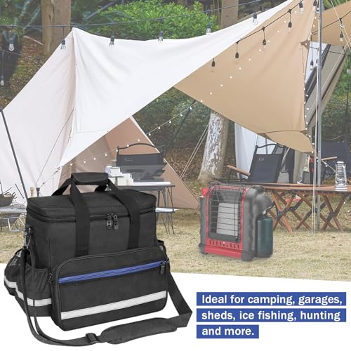 ORKELS Propane Heater Carrying Case for Mr. Heater MH18B & Big Buddy, with Multiple Pockets & Anti-slip Bottom for Camping, RV Travel, Ice Fishing, Bag Only