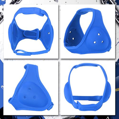 3 Pcs Wrestling Headgear for Kids Youth,Soft Adjustable Ear Guard,Blue - color: Blue