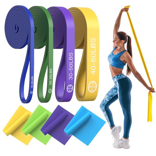 Exercise Bands，Set of 6 Resistance Bands for Working Out,Pull Up Bands Set,at Home Workout Equipment,Instruction Guide and Carry Bag Included - color: 5set（Blue+green+purple+yellow+red+4pcs Loop Bands）