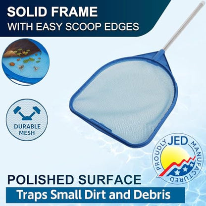 Pool Skimmer Net - Handheld Hot Tub Skimmer for Spa, Stock Tank Pool, Small Pool & Aquarium Cleaning (2 ft, Blue)
