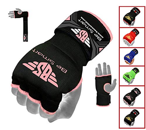 BESMART Pro Training Ladies Boxing Inner Gloves Hand Wraps MMA Fist Protector Bandages Mitts (Pink, Medium)