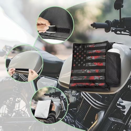 American Flag Camo ATV Tank Bag 4-Wheelers Saddle Bag Waterproof Motorcycle Bag UTV Hanging Storage Bag Compatible with Sportsman Scrambler Honda Rancher FourTrax Grizzly