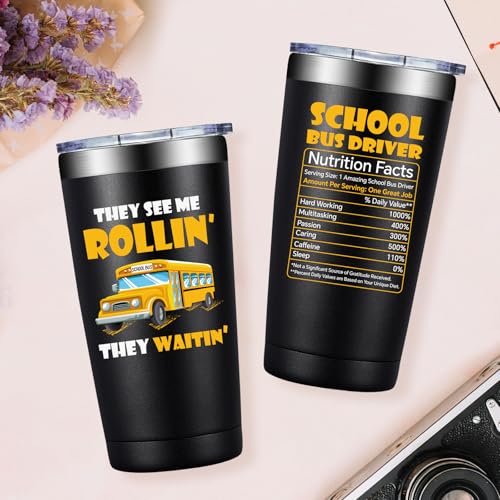 Grifarny Bus Driver Appreciation Gifts - Buses Drivers Gifts for Men, Women - Buses Drivers Christmas Gift - School Bus Driver Tumbler Cup 20 oz - color: Bus Driver Black