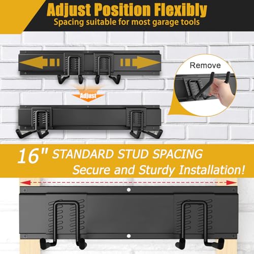 KOFANI 48IN 700LB Heavy Duty Garage Tool Organizer Wall Mount Storage Rack | Suitable for Garage Organization and Storing Various Tools Such as Ahovels, Rakes, Brooms, Leaf Blowers and Hoses.