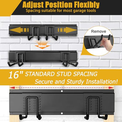 KOFANI 48IN 700LB Heavy Duty Garage Tool Organizer Wall Mount Storage Rack | Suitable for Garage Organization and Storing Various Tools Such as Ahovels, Rakes, Brooms, Leaf Blowers and Hoses.