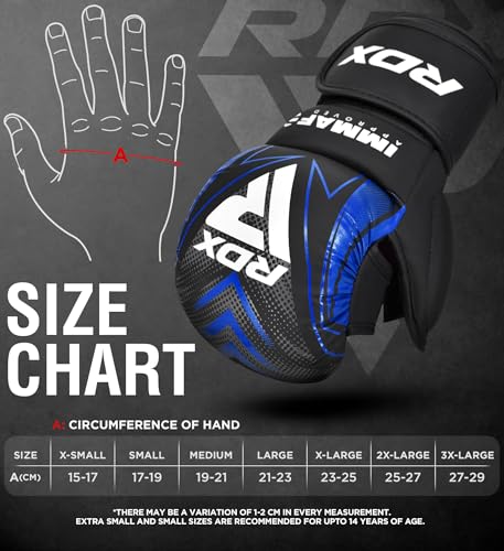 RDX IMMAF Approved Sparring Grappling Gloves, Professional Grade Hybrid Design for Competition Level and Training, Ventilated Open Palm, Adjustable Wrist Straps, Martial Arts Muay Thai, Men Women - color: Blue, size: XX-Large