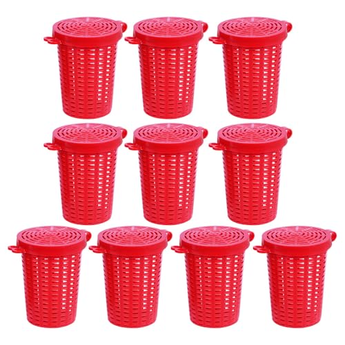 MiOYOOW Fishing Bait Cage Trap, 10/ 20Pcs Fishing Feeder Holder Lightweight Fish Lure Basket with Uniform Holes for Fish Shrimp Catfish Cast Net - color: Red, size: 10Pcs
